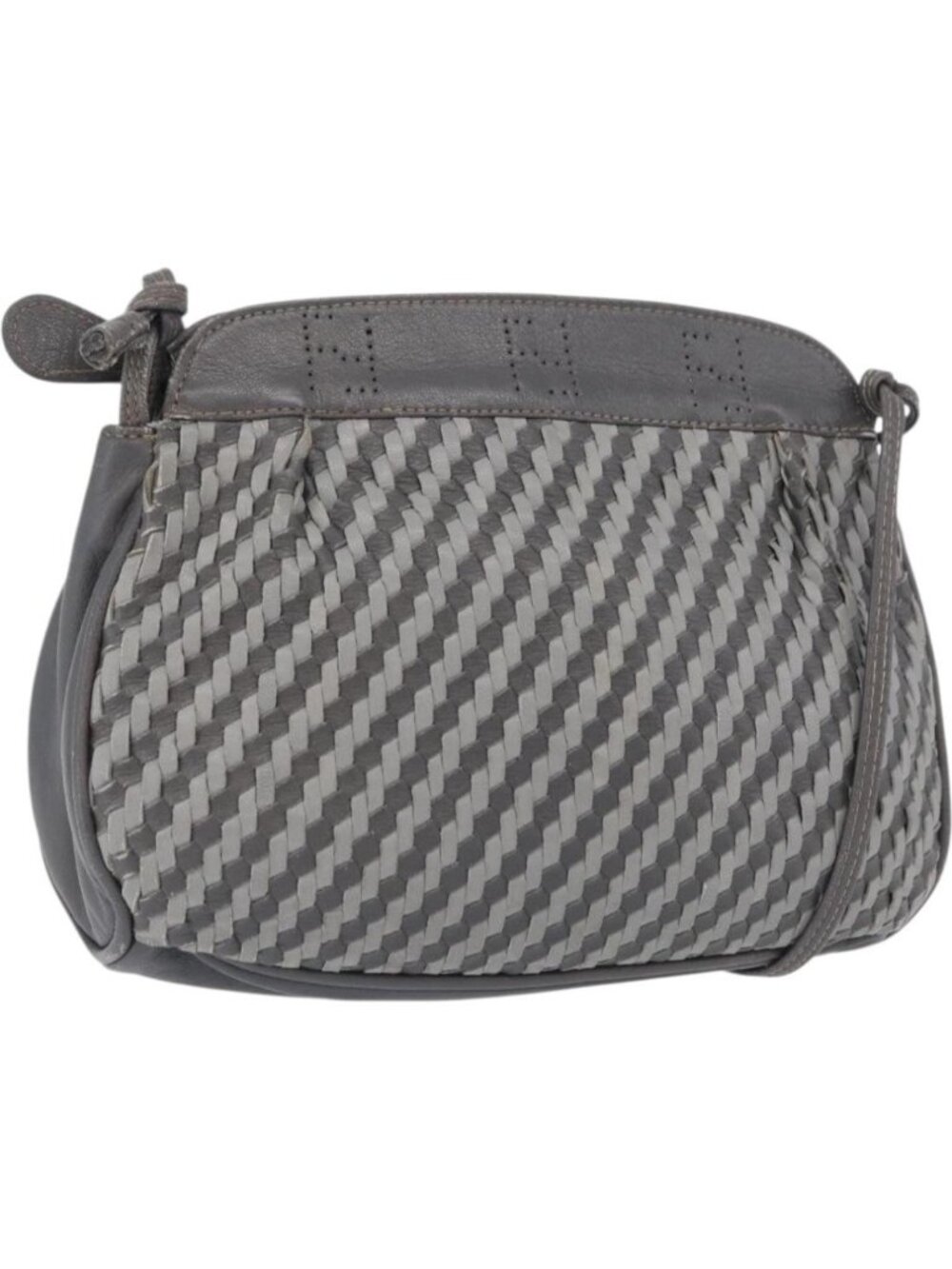 FENDI Shoulder Bag Leather Gray